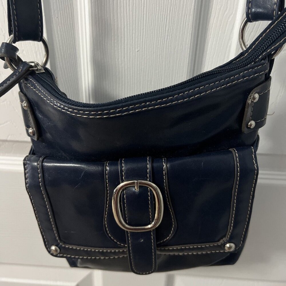 MONDANI Women's Navy Blue Satchel Boho Faux Leather Shoulder Hand Bag Purse G49